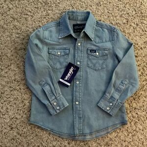 Wrangler Kids Light Blue Button Down Shirt